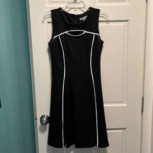 Black and White Elegant Fit and Flare Dress